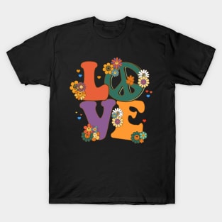 Peace Sign Love 60s 70s Costume Hippie Theme Party T-Shirt